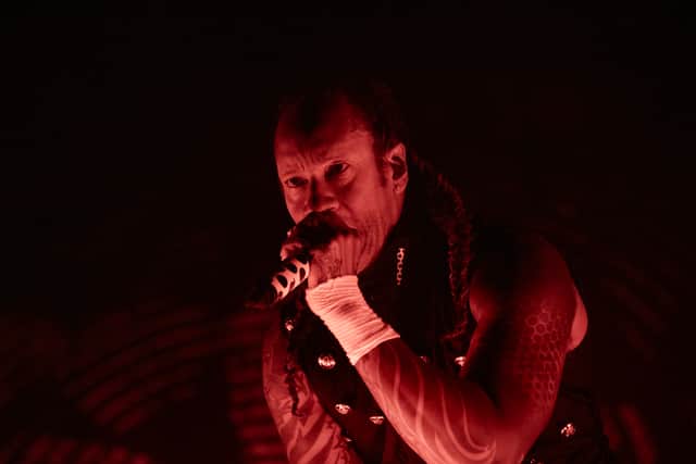 Singer of English electronic dance music band 'The Prodigy', Maxim (R) performs onstage in the Iconica Fest Sevilla music festival, on July 9, 2024, in Seville.