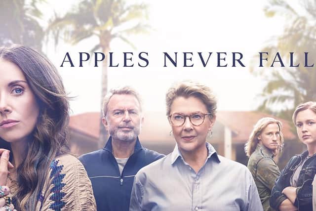 Annette Bening and Sam Neil lead the stellar cast in the latest Liane Moriarty TV adaption, "Apples Never Fall," now streaming on BBC iPlayer.