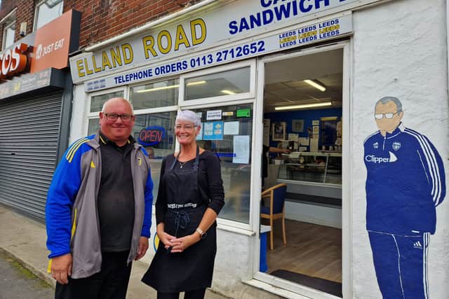 Barry Lakin and Lisa from the Elland Road Cafe and Sandwich were excited about what the new plans would do for local businesses