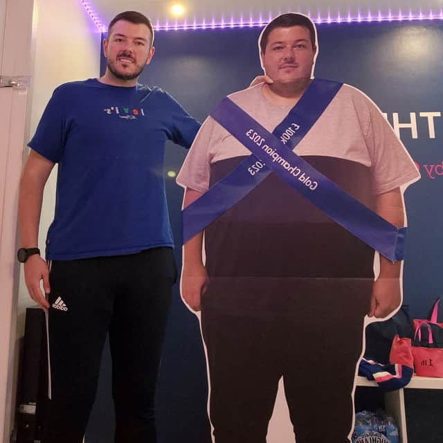 Martin Bryan with his cardboard cut out.