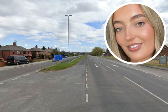Georgia Bendelow (inset) was killed in the crash on Selby Road at Swillington Common. (pics by Google Maps / WYP)
