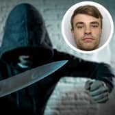Foley (inset) kicked the door down to his ex's house and brandished a knife towards her. (library pics by Adobestock / WYP)