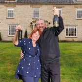 Jo Booth & husband Will Harrop - Omaze Million Pound House Yorkshire winners at their new Â£2.5m home