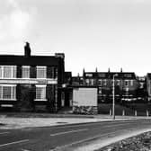 The Chemic Tavern on Johnston Street by the junction with Woodhouse Street. Beulah Street is on the right. The Pub name and street names come from Johnston's Chemical Works originally located opposite the pub. The company manufactured industrial chemicals including Vitriol (sulphuric Acid). Pictured in November 1981.