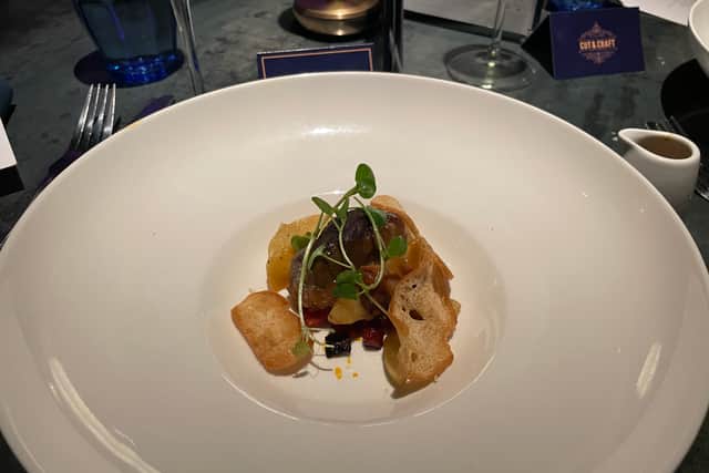 A standout dish is the melt-in-your-mouth British pork cheek, which is braised in house lager and is decorated with pieces of cooked apple and chorizo, as well as anchovy croutons.