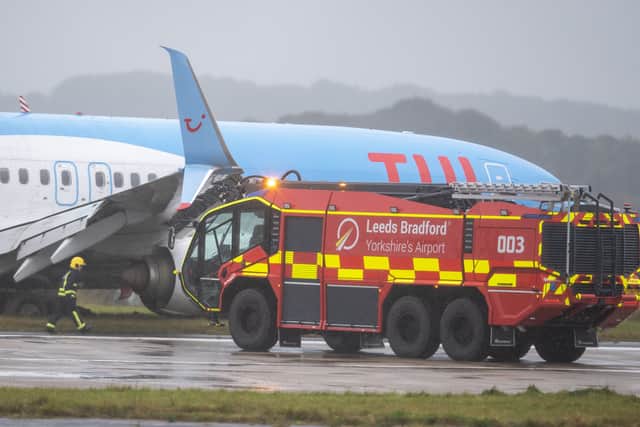 The Tui flight was landing at the airport during Storm Babet when it came off the runway.