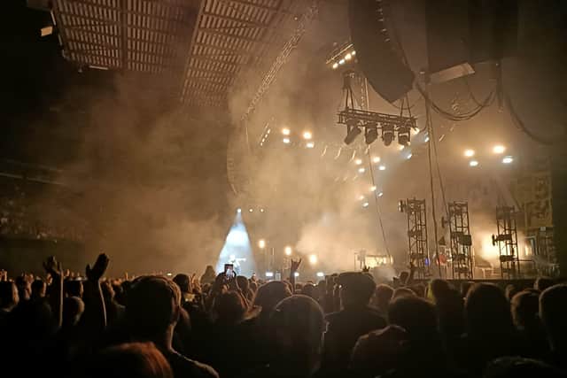 American pop-punk heroes Sum 41 performing at First Direct Arena in Leeds.