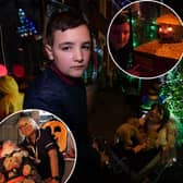 Bailey Wood has done his house up for Halloween, to raise money for Brian House Children's Hospice (inset)