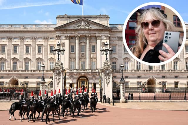 Diane Durham made the remarks on X, formerly Twitter, about Buckingham Palace. (pics by Getty / SWNS)