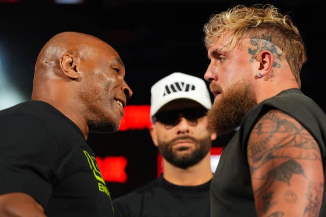 Mike Tyson (L) will fight Jake Paul (R). Photo: Cooper Neill/Getty Images for Netflix