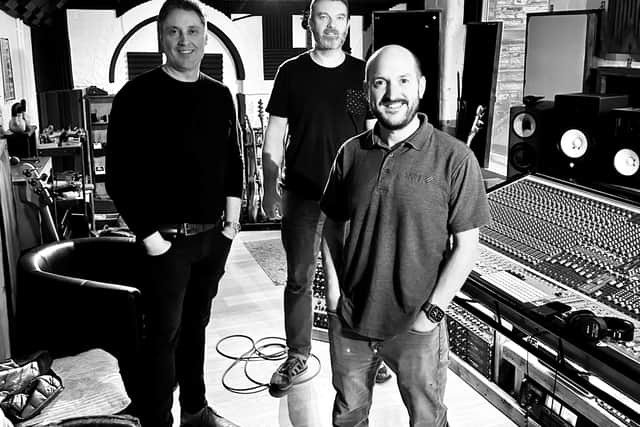 The lads in the studio whilst mixing Santa Claus Man.