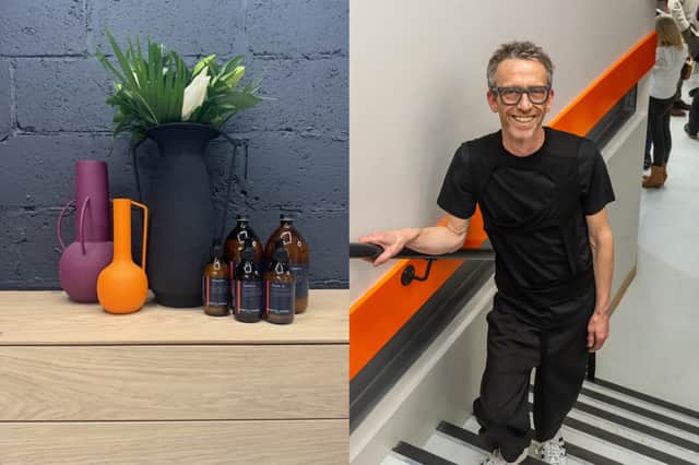 Pictured is Gareth Vance and products used at his new salon in Leeds, now open. Photos: Lizzie Coombes