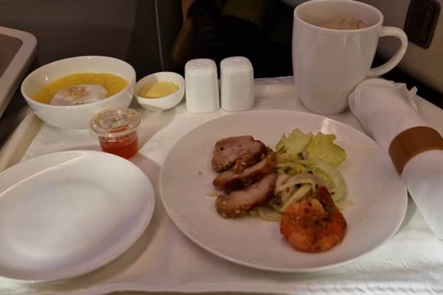 First course for breakfast - grilled chicken and prawn salad, a wonderfully strong cup of coffee, and a bowl of Chè Bắp pudding. There was also a bellywarming, lifegiving bowl of chicken Pho Ga.