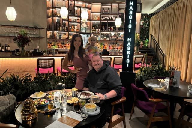 Danny Malin, his wife Sophie and daughter Athena tried Habbibi in Leeds.