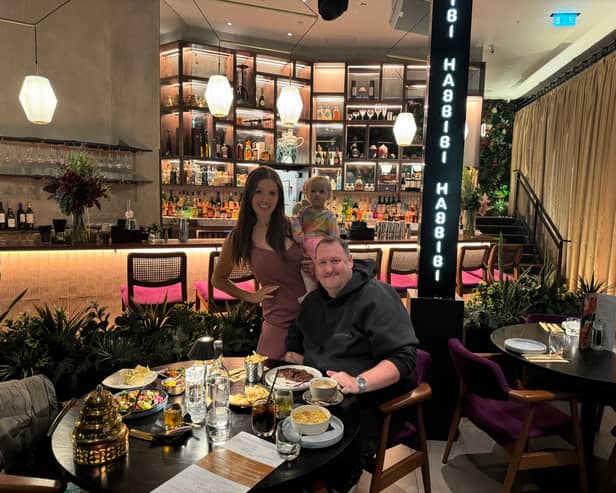 Danny Malin, his wife Sophie and daughter Athena tried Habbibi in Leeds. 