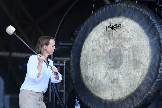Emily Eavis onstage during day three of Glastonbury Festival 2024 at Worthy Farm, Pilton on June 28, 2024 in Glastonbury, England.
