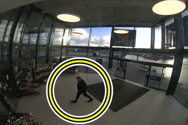 Police Constable Christopher Spence, entering Lidl, in Bideford.