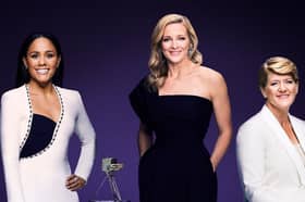 (L-R) Alex Scott, Gabby Logan and Claire Balding will host SPOTY 2024. Photo: BBC