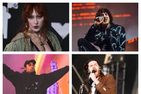 (clockwise from top left) Chappell Roan, Bring Me The Horizon, Hozier and Travis Scott have been confirmed as headliners for Leeds Festival 2025