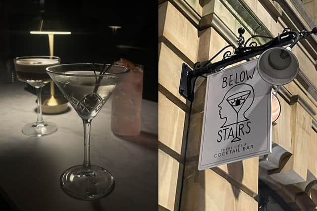 Left, the Dirty Martini at Tabula Rasa, on Eastgate; right Below Stairs, on South Parade