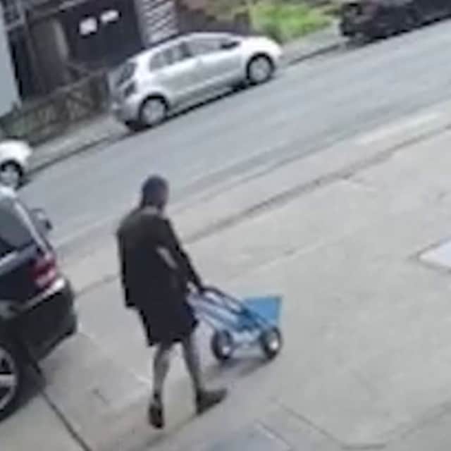 Sindeep Singh, 48. Chilling CCTV shows the moment a killer son wheeled a trolley and spade back to his family home as he prepared to bury his mother's body after murdering her.