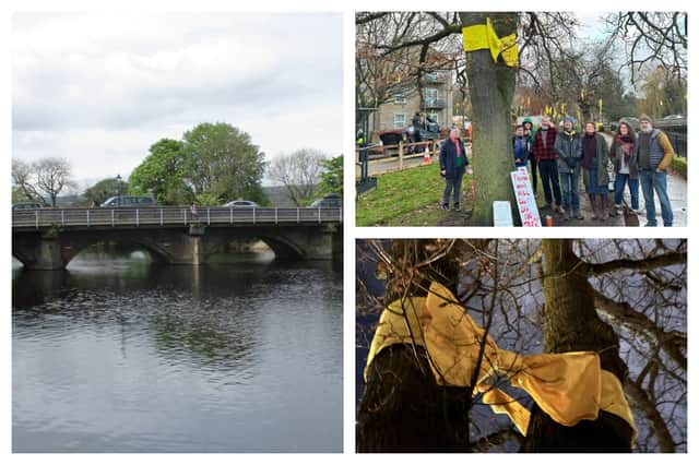 The trees were due to be removed to allow Leeds City Council to install a temporary crossing while it carried out repairs to Otley Bridge.