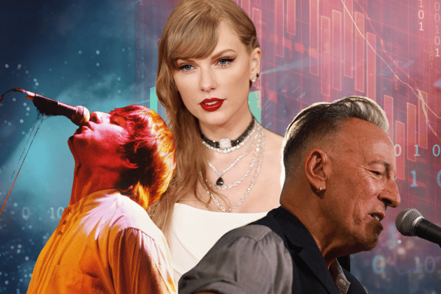 Who was the best-selling musician who toured in the UK in 2024, and by how much did they beat second place by?