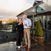 Omaze winners Catherine & Chris Carwardine at their £3 million mansion in Lake Windermere. 