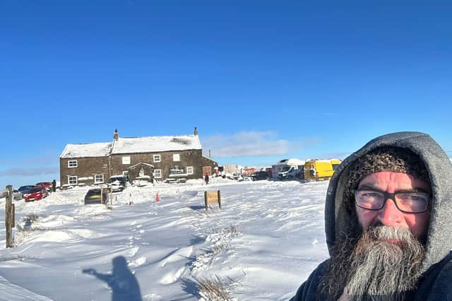Paul Wright after getting out from Tan Hill Inn