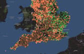 Live map shows areas of recent sewage spills in England.