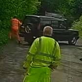 Land Rover driver rams workman after ignoring road closure