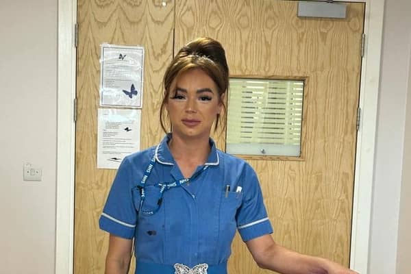 Beka Naylor at work. The NHS nurse, from Doncaster, was recovering from cancer treatment at Sheffield's Northern General Hospital when her car was stolen from outside her home. Photo: Beka Naylor/SWNS