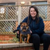 Megan Rattray, Animal Care Manager at the centre with Mitzi, an English Bulldog Cross, aged 9. The centre is still trying to rehome two of its dogs as it stops taking in canines to help deal with the financial strains.