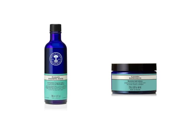 Neal's Yard Aromatic Foaming Bath £19 and the Lavender Bath Salts £17