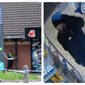 The man entered the Co-op store on Swinnow Lane, Bramley, and threatened staff.