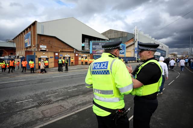 Police stationed outside Elland Road on matchday