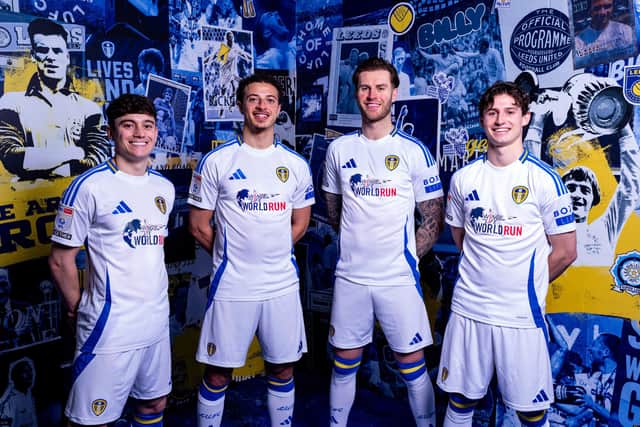 Leeds players wear Wings for Life World Run on their home shirts vs Swansea