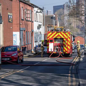 West Yorkshire Fire Service responding to an incident in Leeds. 