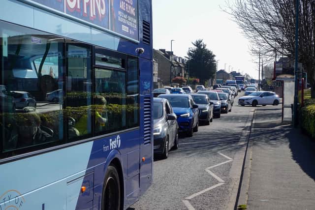 Thornbury Roundabout, between Leeds and Bradford, where commuters have faced severe congestion while roadworks are in place.