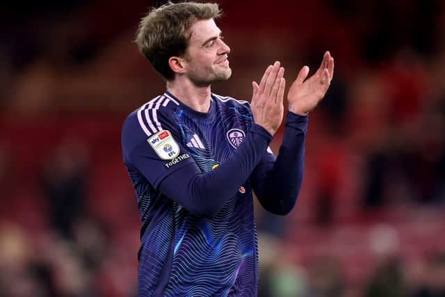 Patrick Bamford of Leeds United applauds the fans after the Sky Bet Championship match between Middlesbrough FC and Leeds United FC at Riverside Stadium on April 8, 2025 in Middlesbrough, England. (Photo by Ed Sykes/Getty Images)