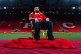 Mo Salah poses after signing a new Liverpool contract until 2027. (Photo by Nikki Dyer - LFC/Liverpool FC via Getty Images)