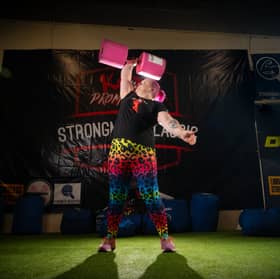 Andrea Seed, training at Kaos Gym in Preston after competing in the Official Strongman Games