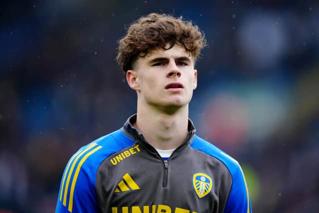 Leeds United's Harry Gray warms up before the Sky Bet Championship match at Elland Road