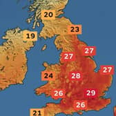 Met Office weather map for Thursday (May 1) shows high temperatures forecast.