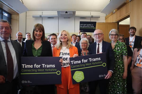 Chancellor Rachel Reeves and Mayor of West Yorkshire Tracy Brabin alongside other Yorkshire MPs and peers in Westmisnter. Credit: WYMCA