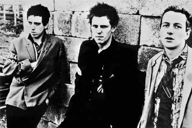 Picture dated 1978 of British punk rockers from the band The Clash, Joe Strummer (R), Mick Jones (C) and Paul Simonon.