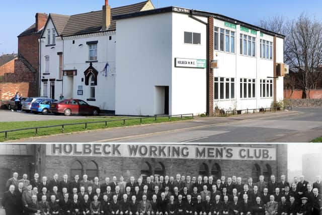 The Holbeck, the country's 'oldest working men's club', pictured above and, below, members in decades gone by outside the Leeds venue.