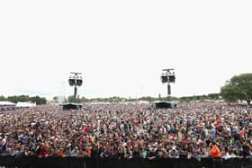 View of the crowd during Day 3 at The Isle of Wight Festival at Seaclose Park on June 15, 2014 in Newport, Isle of Wight. 