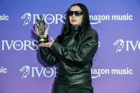 Charli XCX, winner of the Songwriter of the Year award, poses in the winners room at the Ivor Novello Awards 2025 at Grosvenor House on May 22, 2025 in London, England.