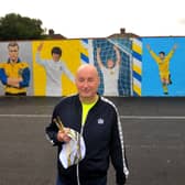 Robert Endeacott and his latest Leeds United mural.